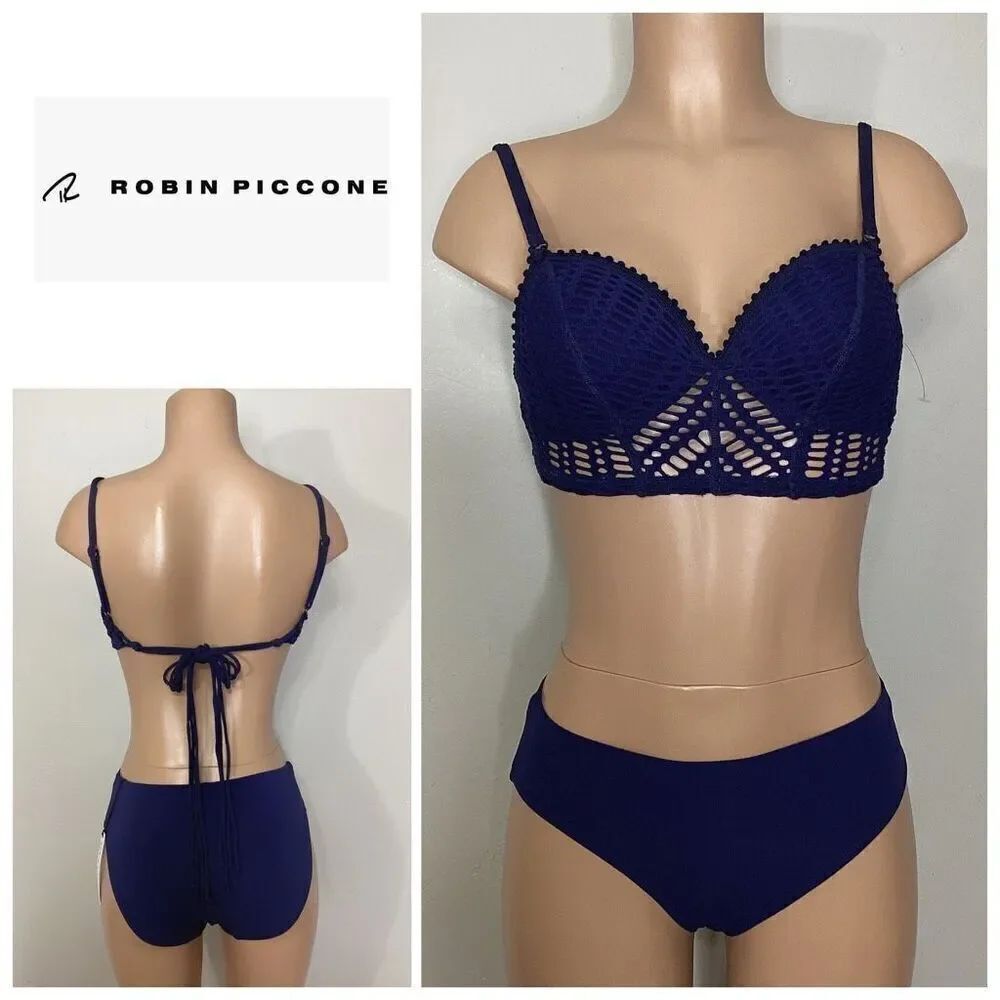 New. Robin Piccone navy crochet bikini. Small. Retails $176